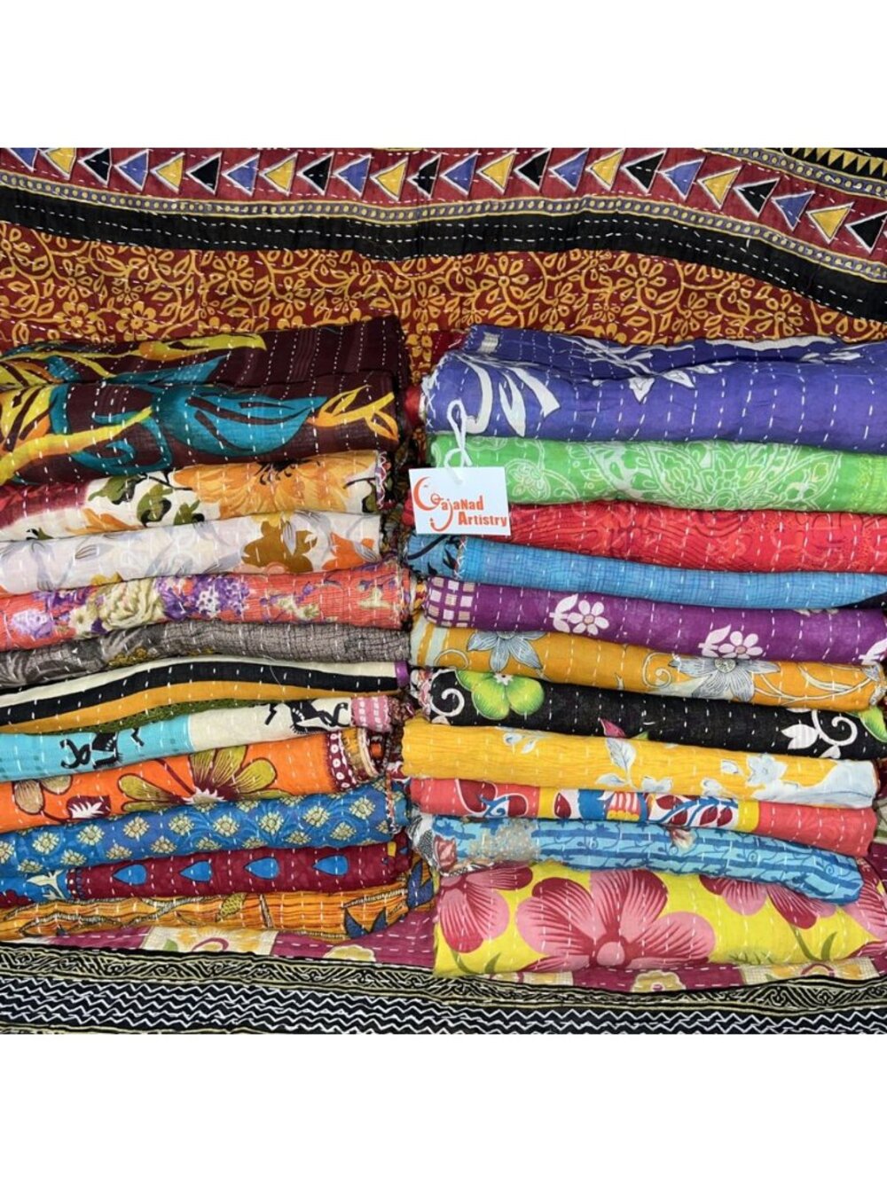 2 Piece Handmade Indian Vintage Kantha Quilts Reversible Bohemian Home Decor